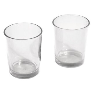 Teelichtglas, 5cm ø, 6,5cm, PVC-Box 2Stück, kristall