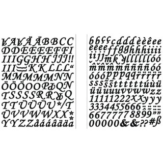 Sticker Alphabet + Zahlen Kursiv, SB-Btl 1Stück, schwarz