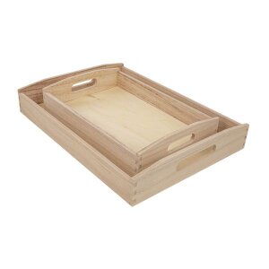 Holz-Tablett-Set, 2 Gr&ouml;&szlig;en, 30x20 cm, 39x28 cm