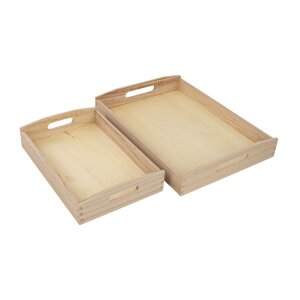 Holz-Tablett-Set, 2 Gr&ouml;&szlig;en, 30x20 cm, 39x28 cm