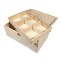 Holz Schatulle mit Einsatz, 2teilig, 28x18x13,5cm, 6 Fächer
