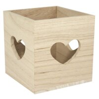 Holz Teelichthalter FSC Mix Credit, 10x10x10cm, Herzenslust