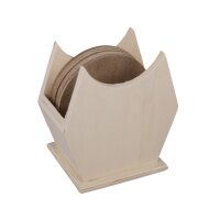 Holz Box FSC Mix Credit, 10cm ø, mit 6 runden MDF-Untersetzern