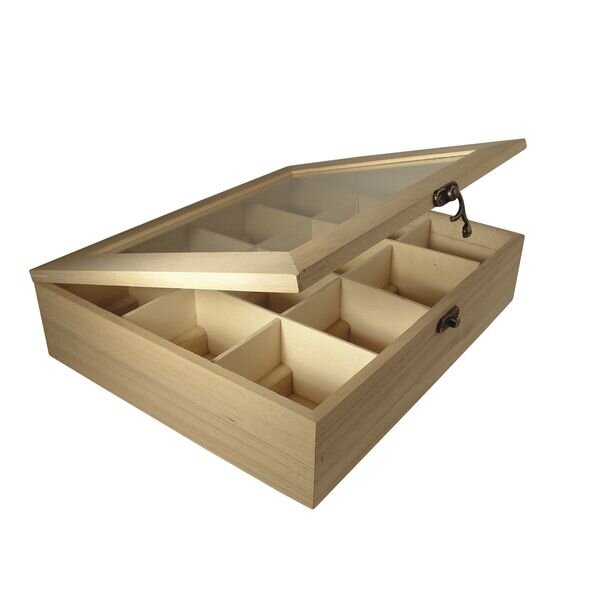 Holz-Teebox,12 Fächer, FSC Mix Credit, 28,5x23,5x7cm, Fächer je 6,5x7cm