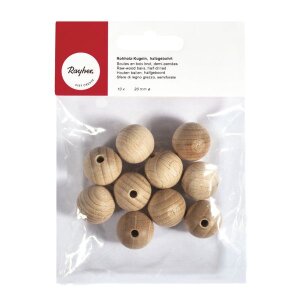 Rohholz-Kugeln, halbgebohrt, 20mm &oslash;, SB-Btl 10St&uuml;ck
