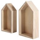 Holz Rahmen Häuser, FSC Mix Credit, 17x9x4cm+15x7,5x4cm