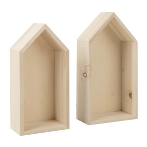Holz Rahmen H&auml;user, FSC Mix Credit, 17x9x4cm+15x7,5x4cm