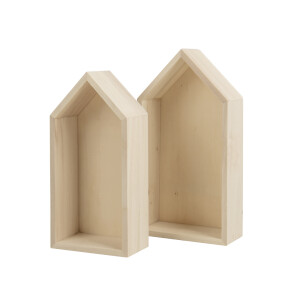 Holz Rahmen H&auml;user, FSC Mix Credit, 17x9x4cm+15x7,5x4cm
