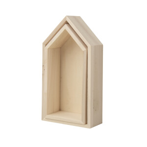 Holz Rahmen H&auml;user, FSC Mix Credit, 17x9x4cm+15x7,5x4cm