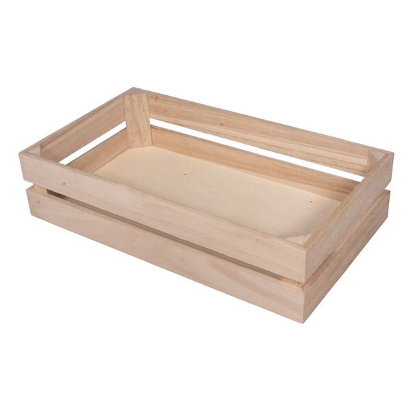 Holzkiste Latten-Optik, FSC Mix Credit, 35,5x20,3x8,4cm, + 2 Wandhaken