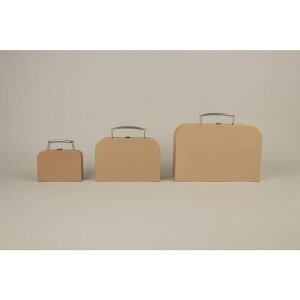 Pappmach&eacute; Koffer, FSC Recycled 100%, 18x12x6,5cm, mit Metall-Griff