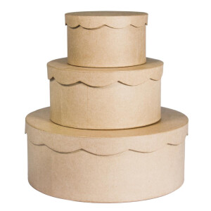 Pappm. Boxen Set,FSC Recycled 100%, ø23,8x9cm/ø16,8x8cm/ø10x7cm, Set 3Stück