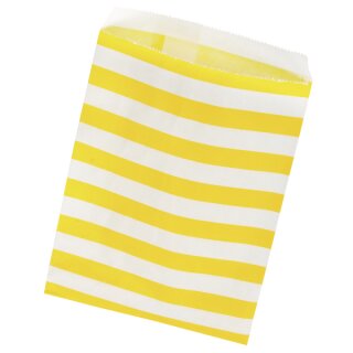 Papiertütchen Lebensmittelecht, weiß/gelb gestreift, SB-Btl 25Stück, 12,9x16,8cm