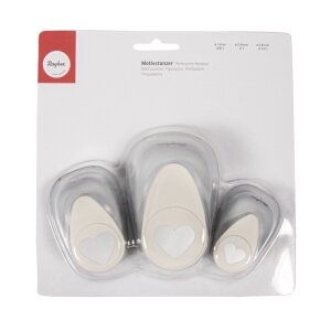 Motivstanzer Set: Herzen, 1,6cm+2,54cm+3,81cm, SB-Blister 3Stück