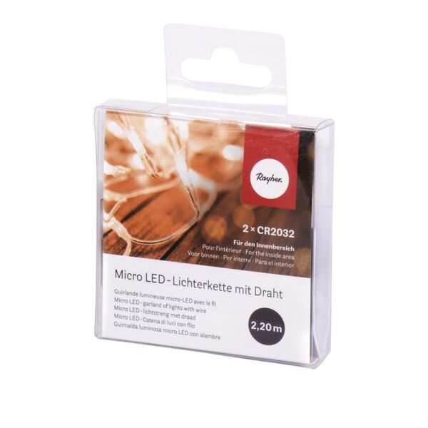 Micro LED-Lichterkette mit Draht, 220cm, 20 Lichter, SB-Box 1Stück