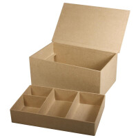 Pappm. Sortierbox FSCRecycled100%, 22,5x14x10cm, 4 kl., 1 gr. Innenfach