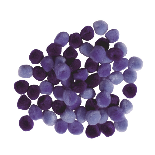 Pompons, 15 mm, SB-Btl. 60 Stück, lila sortiert