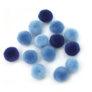 Pompons, 15 mm, SB-Btl. 60 Stück, blau sortiert