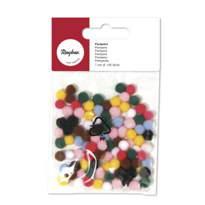 Pompons, SB-Btl. 100 Stück, 7 mm ø, Farben...