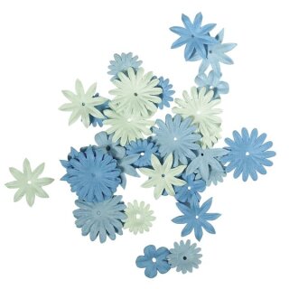 Papier-Blütenmischung, 1,5-2,5 cm, 4 Sorten, SB-Tube 36 Stück, Blautöne