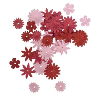 Papier-Blütenmischung, 1,5-2,5 cm, 4 Sorten, SB-Tube 36 Stück, Rot-/Rosétöne