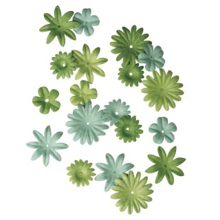 Papier-Blütenmischung, 1,5-2,5 cm, 4 Sorten, SB-Tube 36 Stück, grün