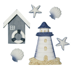 Polyresin-Streuteile: Strandhaus, 2-8 cm, SB-Btl 6Stück