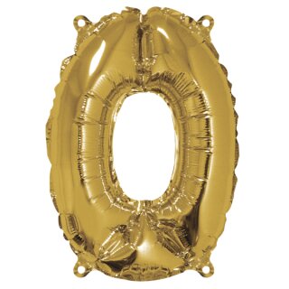 Folienballon Zahl 0, 40cm, SB-Btl 1Stück, gold