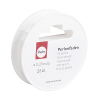 Perlonfaden transparent, 0,25mm ø, Reißfest 2,7kg,Hängelast 500g, Rolle 25m