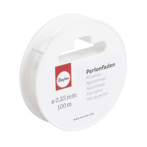 Perlonfaden transparent, 0,25mm ø, Reißfest2,7kg,Hängelast 500g, Rolle 100m