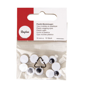 Plastik-Wackelaugen, SB-Btl. 10 St&uuml;ck, 10 mm &oslash;