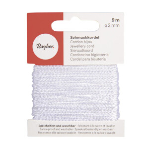 Schmuckkordel, ø 2 mm, SB-Karte 9 m, weiß