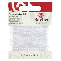 Schmuckkordel, ø 2 mm, SB-Karte 9 m, weiß