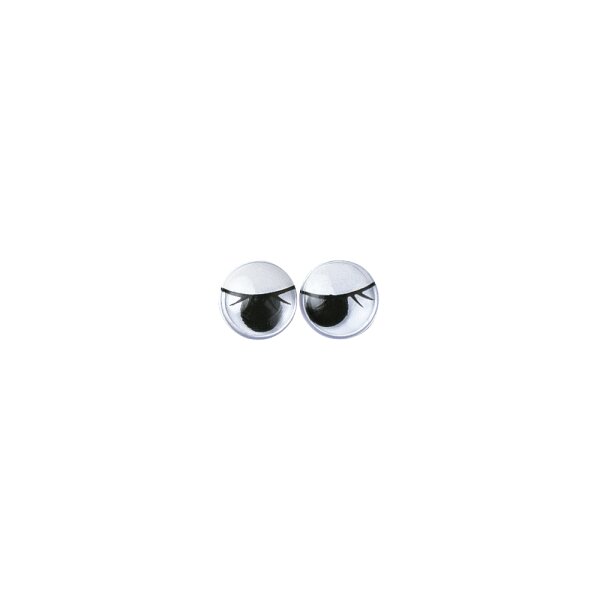 Plastik-Wackelaugen mit Wimpern, 12mm ø, zum Kleben, SB-Btl 10Stück, schwarz