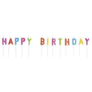 Kerzensticks HAPPY BIRTHDAY, 1,5x7,7cm, 13 Buchstaben,...