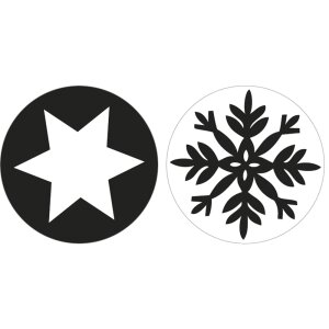 Labels Schneeflocke + Stern, 30mm &oslash;, SB-Btl 2St&uuml;ck
