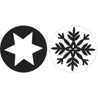 Labels Schneeflocke + Stern, 30mm ø, SB-Btl 2Stück