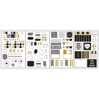 Sticker Symbole, Glam, FSC Mix Credit, grau/gold/schwarz, SB-Btl 4Blatt