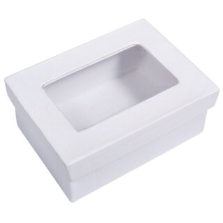 Pappm.-Geschenkbox, FSC Rec. 100%, 10,5x7,7x4,4cm, m. Fenster, weiß