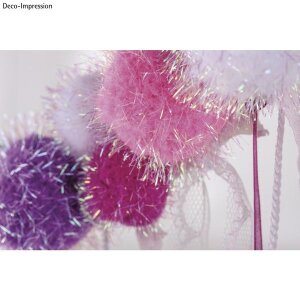 Metallic-Pompons,sortiert, Farben+Gr&ouml;&szlig;en sortiert, SB-Btl 50St&uuml;ck, pink-wei&szlig;