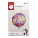 Folienballon Happy Birthday, 46cm ø, SB-Btl 1Stück
