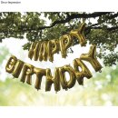 Folienballons HAPPY BIRTHDAY, 40cm, Gr&ouml;&szlig;e pro Buchst., SB-Btl 13St&uuml;ck, gold