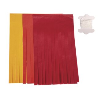 Papier-Quasten-Girlande, 12 Quasten, 20cm, 3m, farblich sort., SB-Btl 1St&uuml;ck, rot/gelb/orange