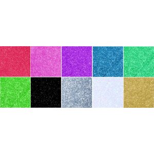 Moosgummi Glitter 10 Bogen, 20 x 29 cm, bunt sortiert