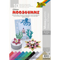 Moosgummi Glitter 10 Bogen, 20 x 29 cm, bunt sortiert