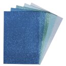 Moosgummi mit Glitter blau-gr&uuml;n sortiert, 5 St&uuml;ck