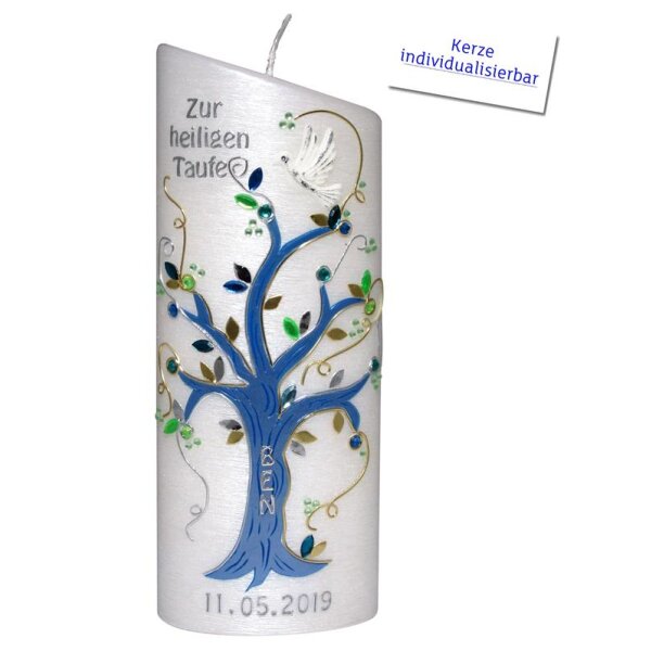 Taufkerze Ellipse abgeschrägt, Baum von Prell