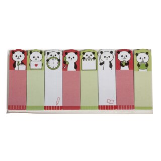 Memo-Stickers: Panda, 5,3x1,5cm, 8Motive x15Blatt, Beutel 1Set