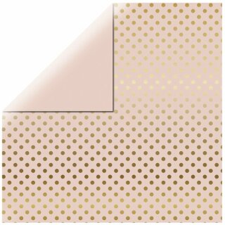 Scrapbookingpapier Gold Foil Dots, 30,5x30,5cm, 180g/m2, zartrosa