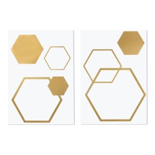 B&uuml;gel-Transferfolie Wabe, 5 St&uuml;ck, 6-13,5 x 5,1-15,5cm, SB-Btl 2Bogen, gold